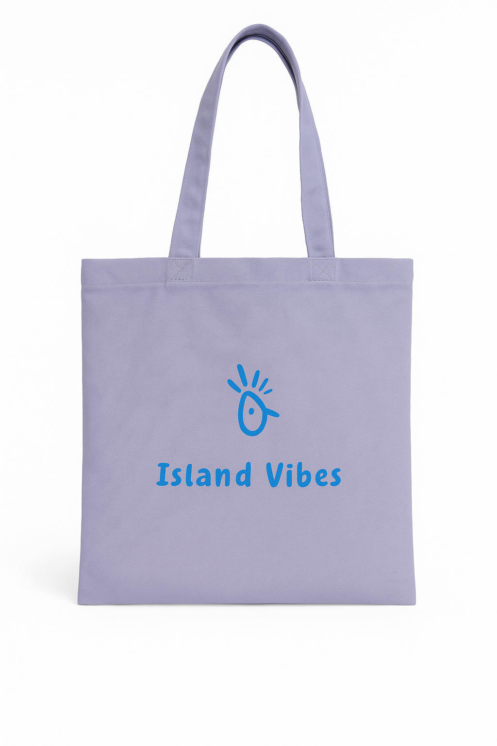 A digital photograph features a lavender tote bag